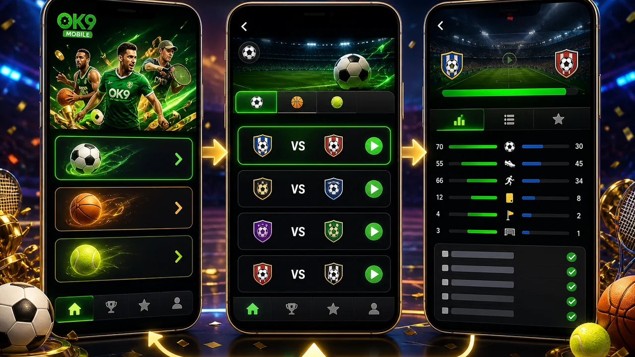 Chuyển môn thể thao gọn hơn trên điện thoại: checklist trải nghiệm OK9 mobile